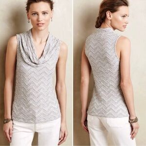 Anthropologie Deletta Cowl Neck Sleeveless Top Size Large Gray Textured NWOT